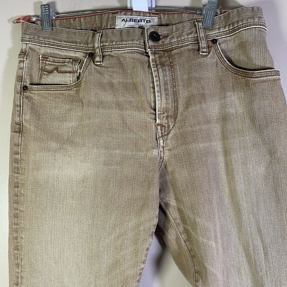 Alberto Jeans Mens 36x32 (Tag 36x34) Taupe Stone Brown Denim Modern Fit - Picture 2 of 16